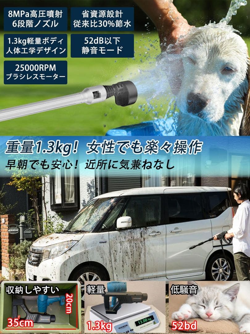✨️高圧洗浄機 コードレス 充電式ブロワー セット 強力噴射 軽量 PSE認証