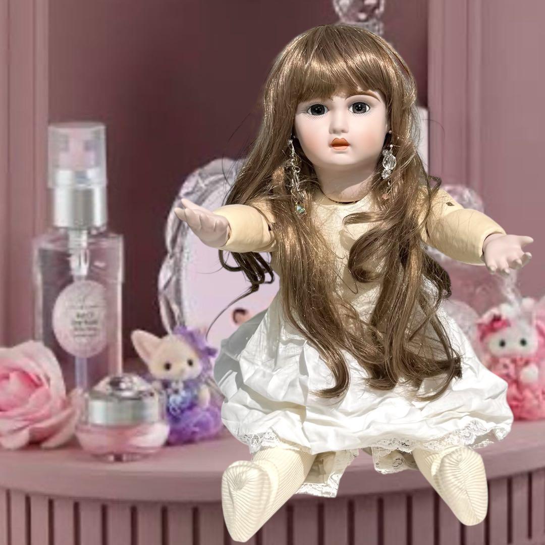 ビスクドール ジュモー グリーン ブラック ドレス ピンク 薔薇 ボネ カメオ