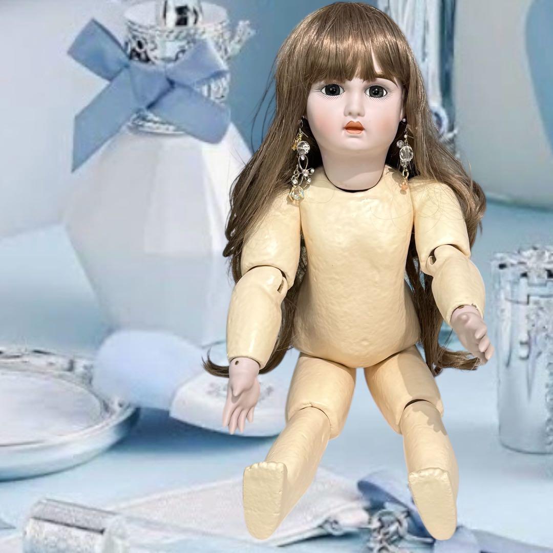 ビスクドール ジュモー グリーン ブラック ドレス ピンク 薔薇 ボネ カメオ