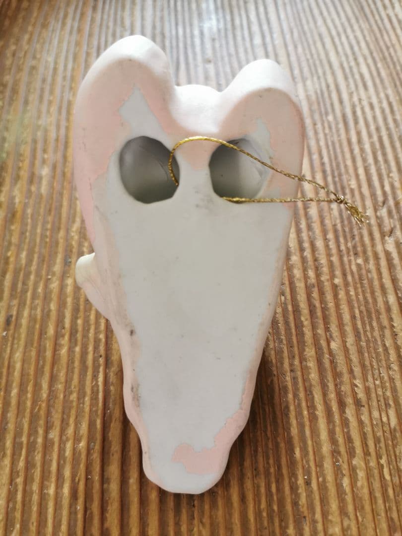 アンティークベルギー 少女の天使の聖水入れ 素焼きビスク 壁掛け飾り 淡いピンク