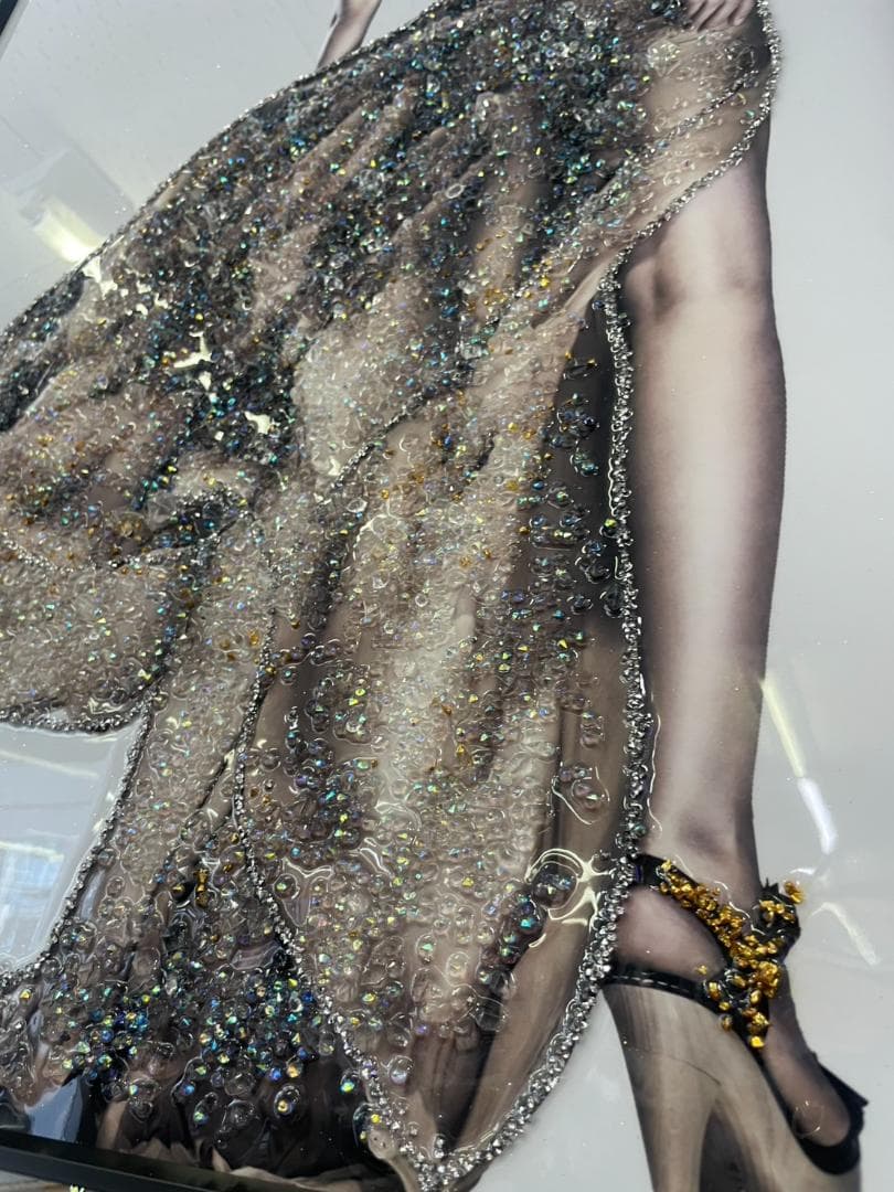 水晶絵　アートパネル　マリリンモンロー　額絵　額縁　絵画　アート　ゴールド　壁掛