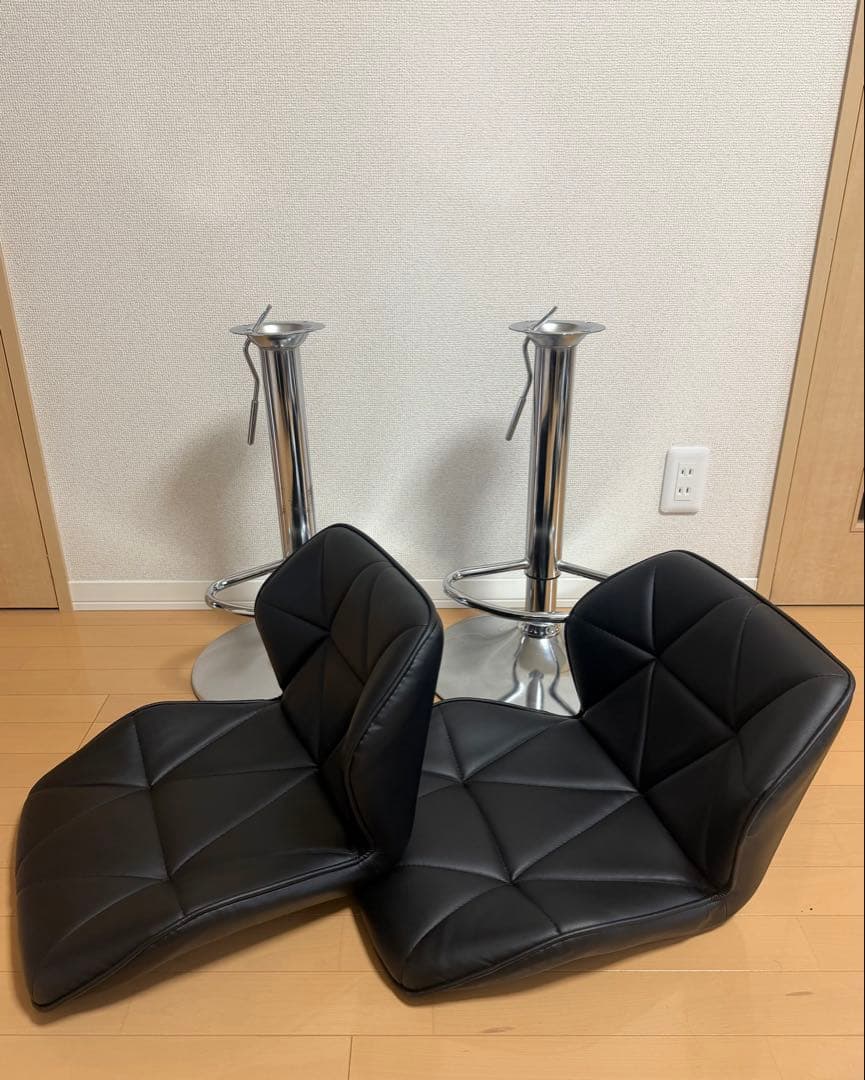 カウンターチェア バーチェア 2脚セット 昇降式 ブラック