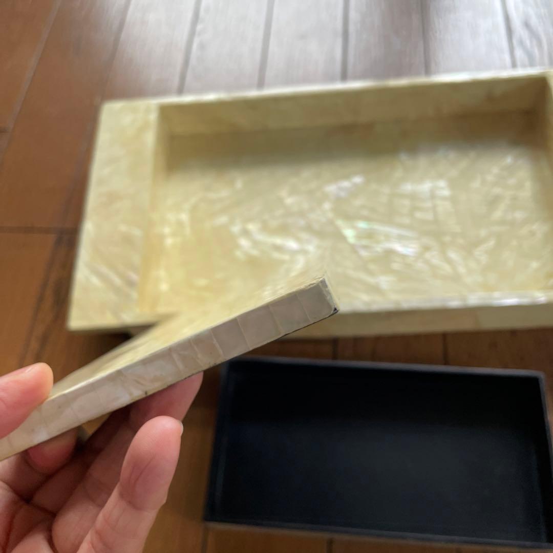 ベトナム製・シェルのお盆と小物入れのセット・USED・未使用品