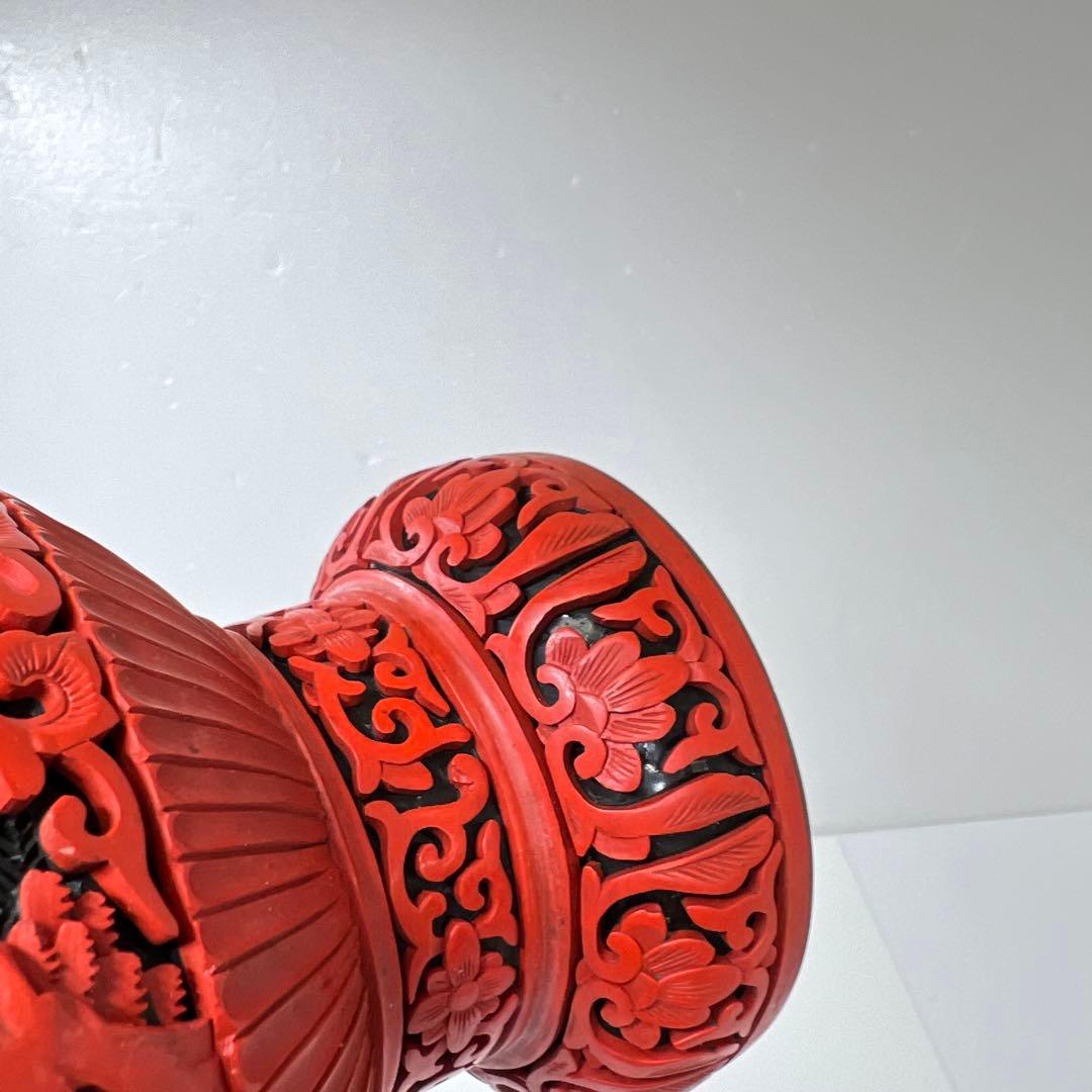 中国美術　堆朱　大花瓶　高さ29.3㎝(台込) トヒサ　東な7-0803⭐︎2F