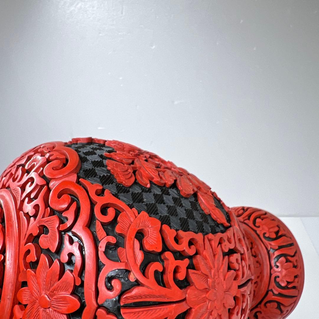 中国美術　堆朱　大花瓶　高さ29.3㎝(台込) トヒサ　東な7-0803⭐︎2F