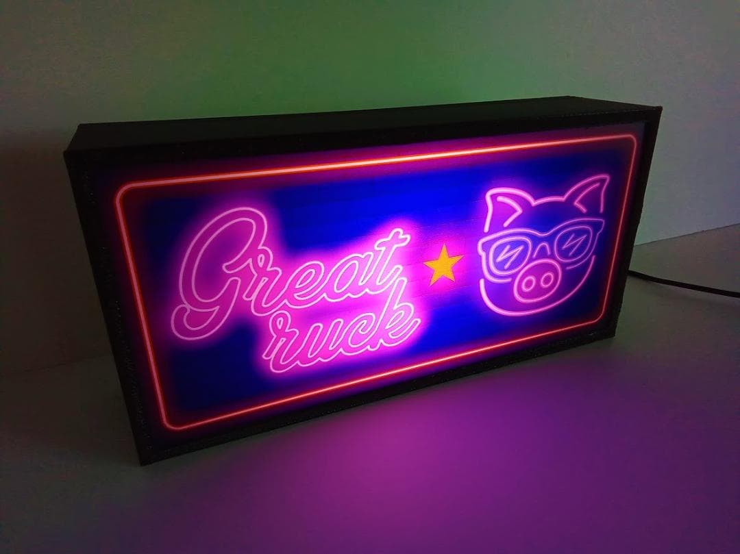 ラッキー ピッグ 幸運の豚 カフェ バー パブ 看板 置物 雑貨 ライトBOX