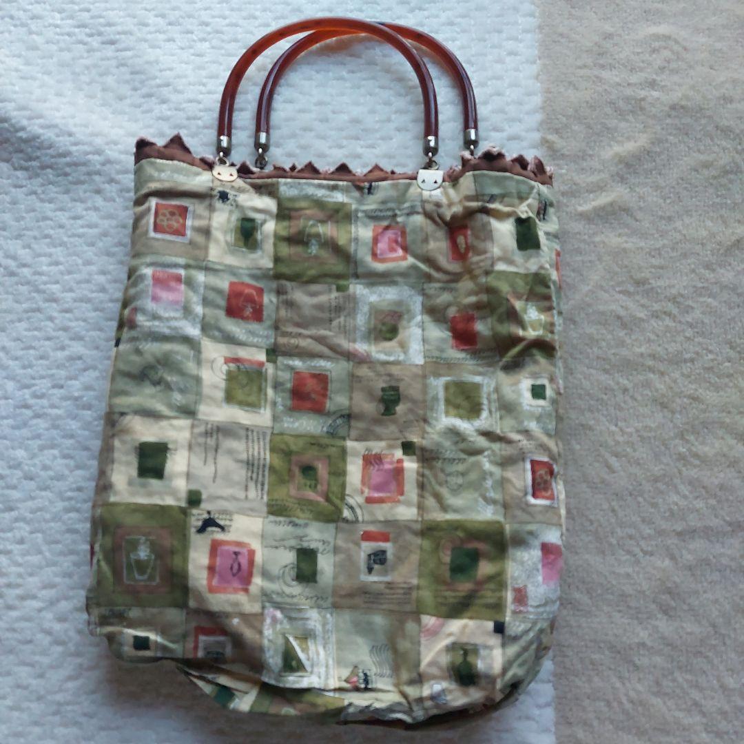 ハンドメイド　パッチワーク　手作り　バック　手提げ　ピンク　べっこう