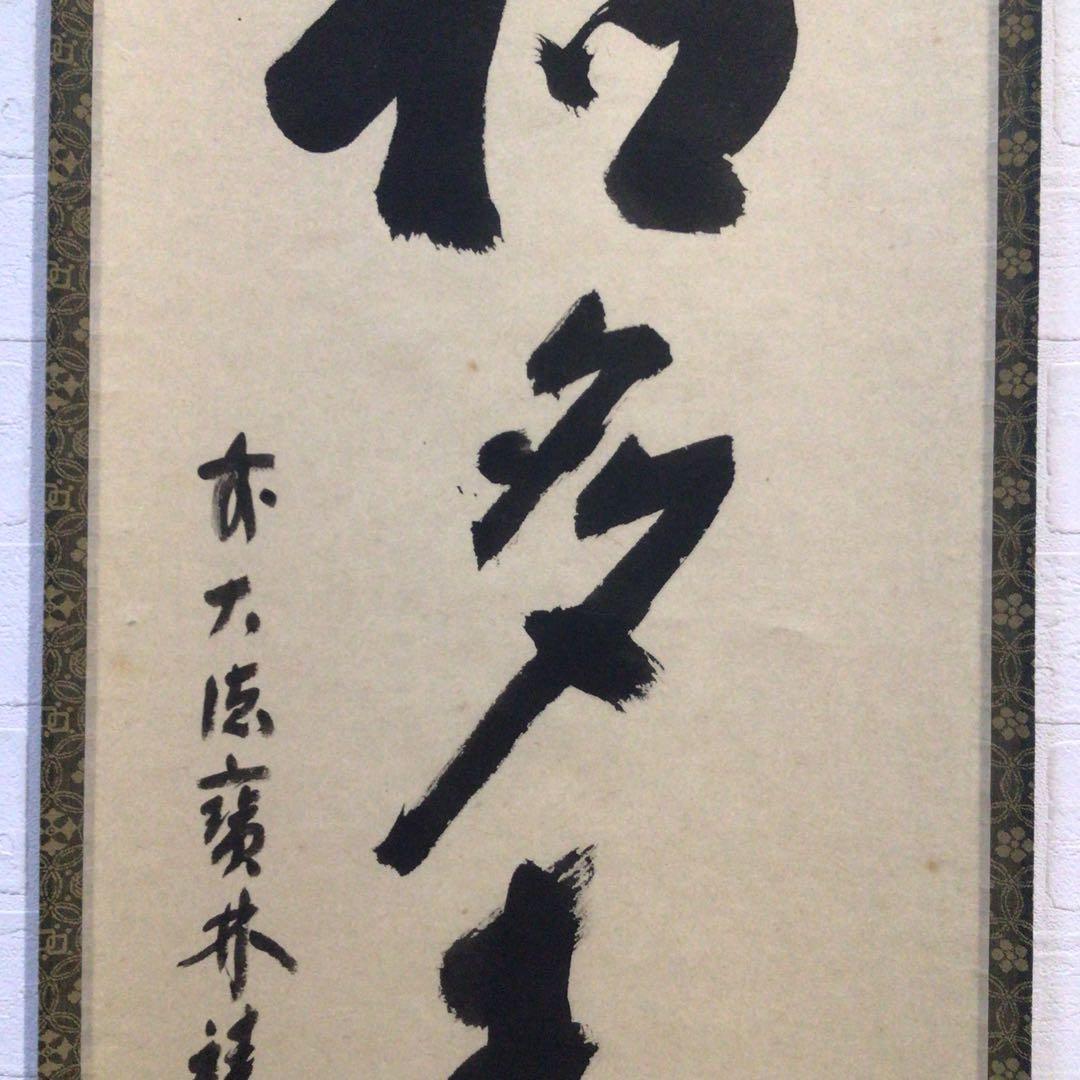 Ｐ２２６　掛軸　大徳寺　福本積應　『青松多寿色』　共箱　『真作』　肉筆　一行書