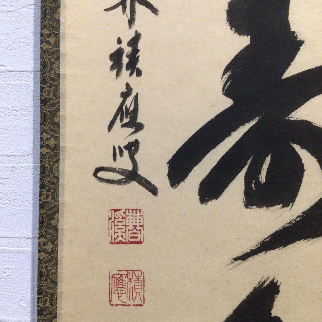 Ｐ２２６　掛軸　大徳寺　福本積應　『青松多寿色』　共箱　『真作』　肉筆　一行書