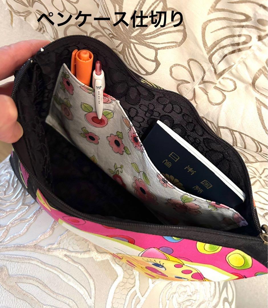 «802»大きめポーチ*ロラライハリスネコちゃん*笑顔Cats*ペンケース仕切り