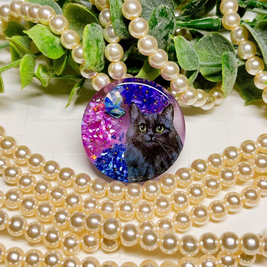 ひなた♡様お取置きレジンヘアゴム シェル紫陽花 黒猫ちゃん 蝶々No.1014