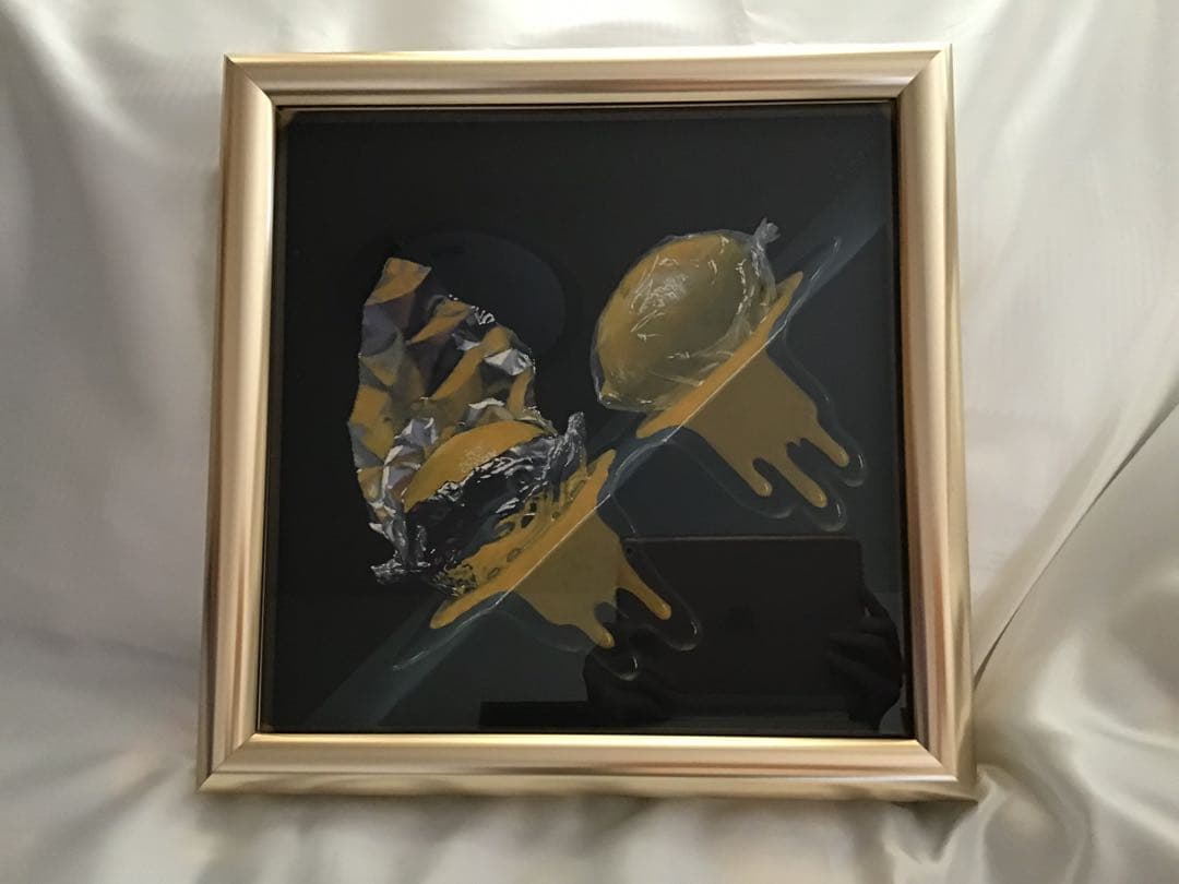 絵画　山口貞次作　檸檬　金色額縁　金運アップ