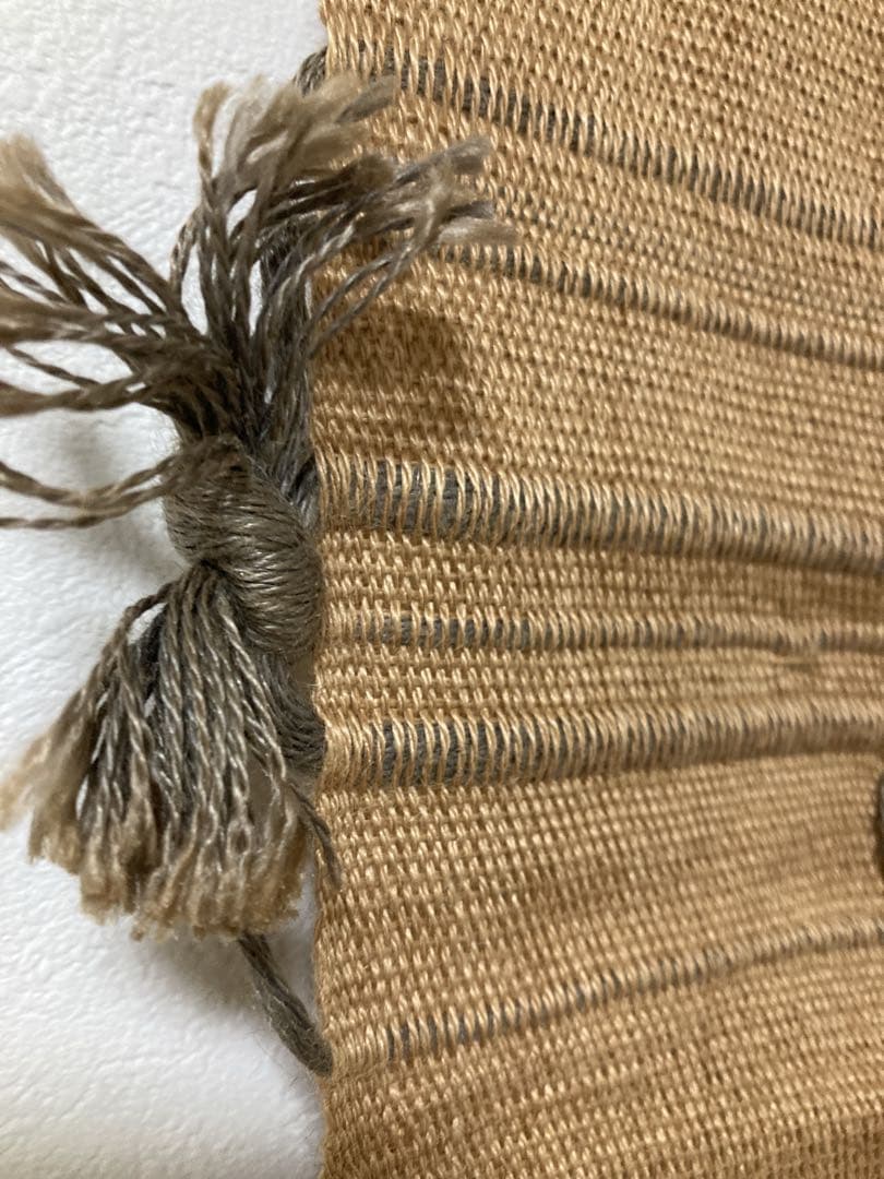 草木染め タペストリー 機織り ヤシャブシ 壁掛け フリンジ 掛物 麻 手染め