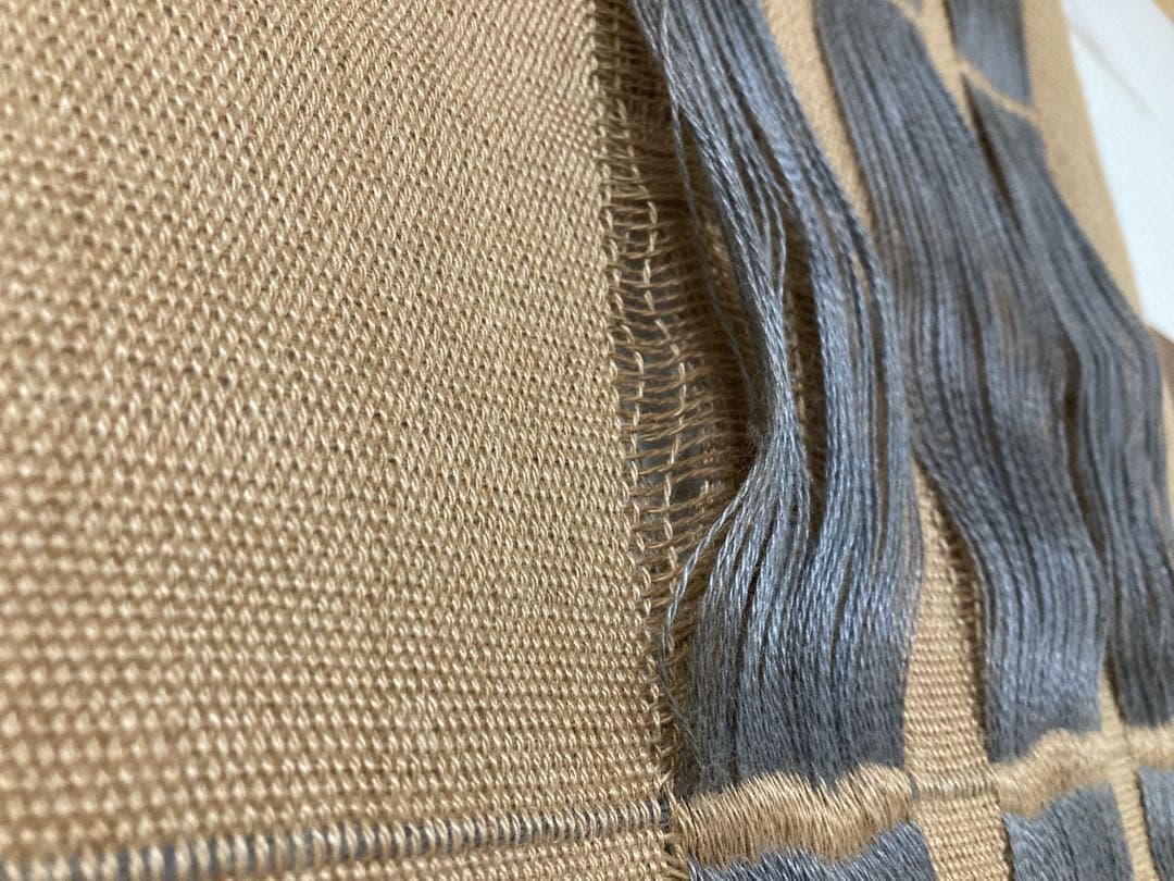 草木染め タペストリー 機織り ヤシャブシ 壁掛け フリンジ 掛物 麻 手染め