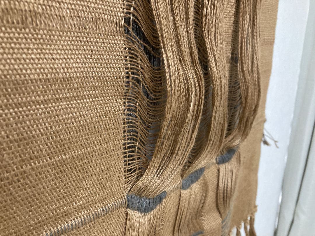 草木染め タペストリー 機織り ヤシャブシ 壁掛け フリンジ 掛物 麻 手染め