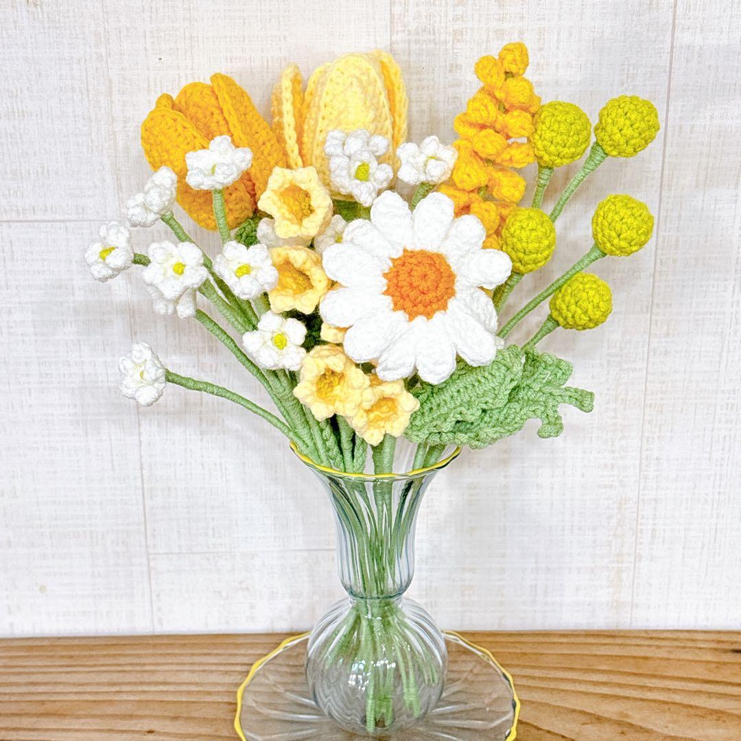 枯れない花束 プレゼント 誕生日 あみぐるみ かぎ編み 毛糸の花