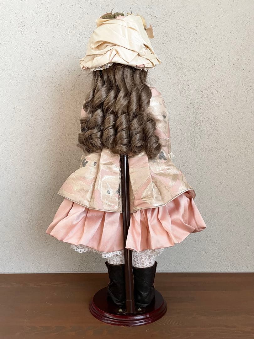 ビスクドール ハンドメイド 創作人形 アンティークドール ヴィクトリアン ピンク