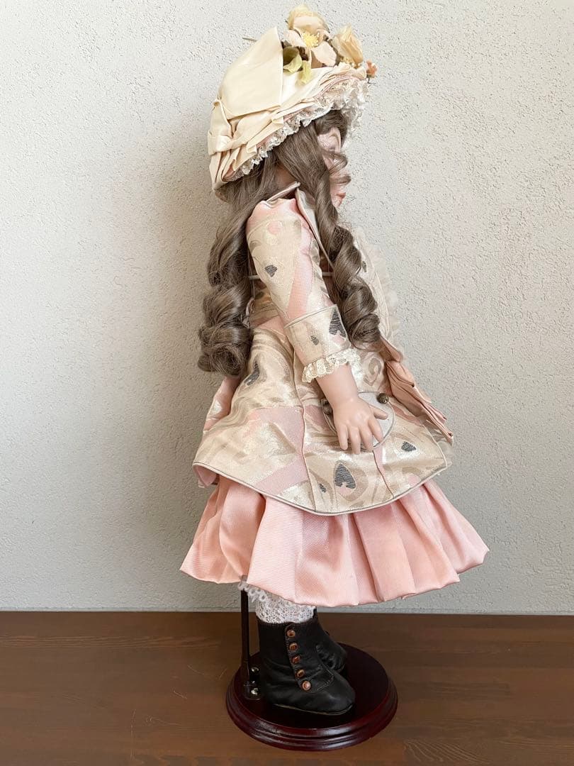 ビスクドール ハンドメイド 創作人形 アンティークドール ヴィクトリアン ピンク