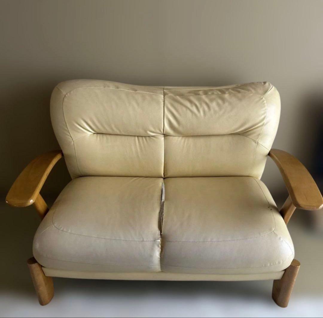 本革レザー　アームソファ　2人掛け