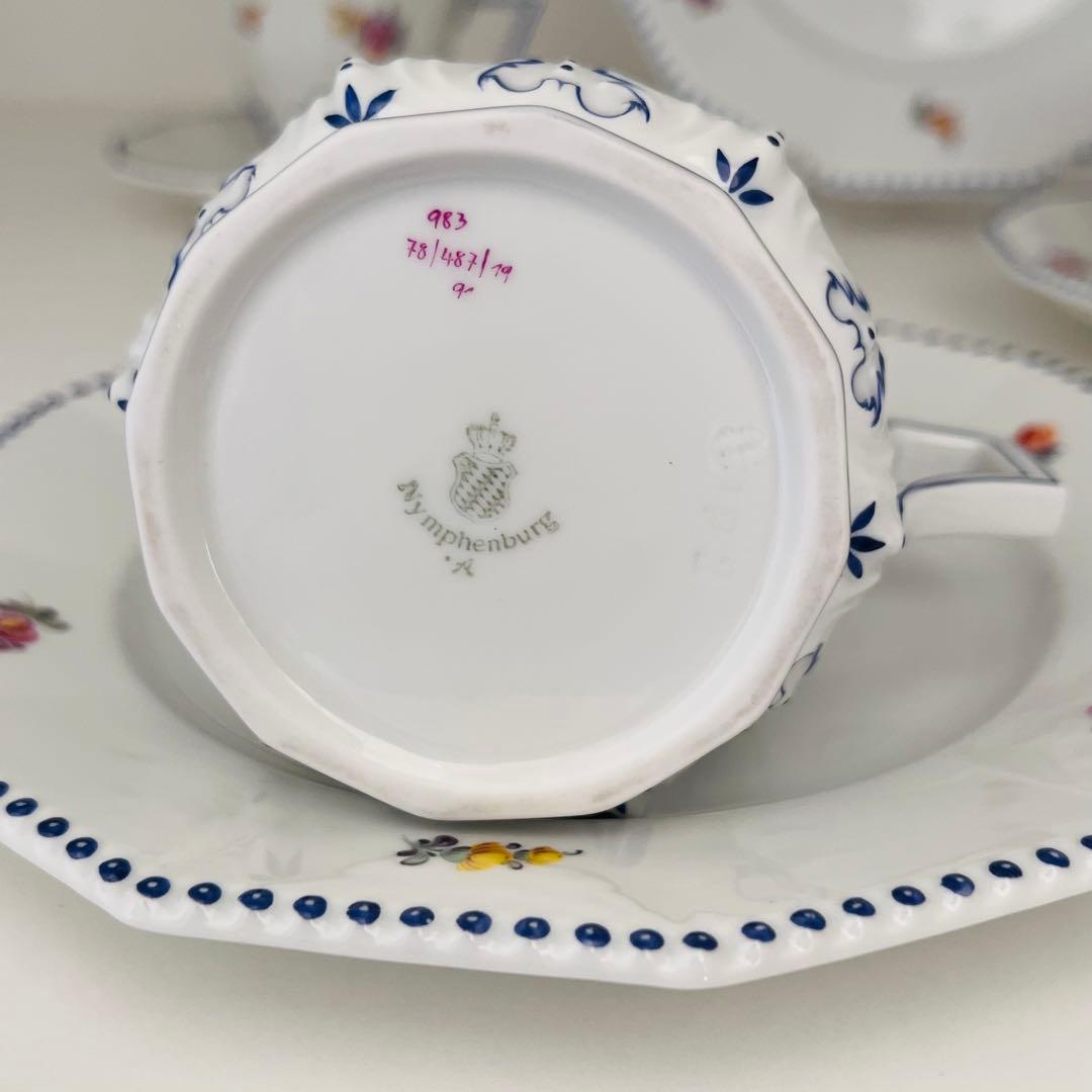 レア⭐︎手描き絵付⭐︎ニンフェンブルク パール ティーセット 8点