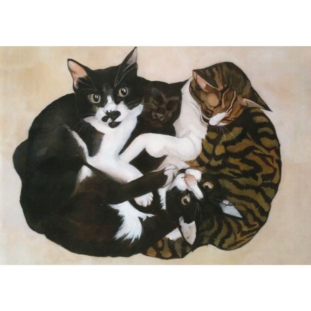原画「ウメ18」《＋猫イラスト３枚無料プレゼント》猫イラスト