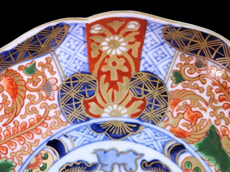 古伊万里　金襴手　金羊歯に鳳凰の図　7寸皿　E069AS-CPt