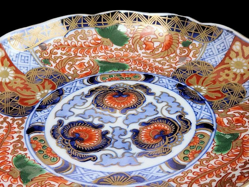 古伊万里　金襴手　金羊歯に鳳凰の図　7寸皿　E069AS-CPt