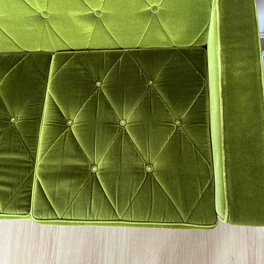 カリモク60 ロビーチェア　モケットグリーン 3シーター