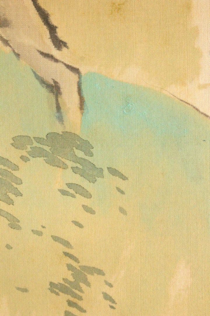 No4447 掛軸　山中白水　鳥居図　着色絹本　合箱　日本画　古美術　送料無料