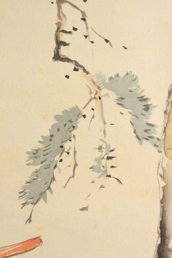 No4447 掛軸　山中白水　鳥居図　着色絹本　合箱　日本画　古美術　送料無料