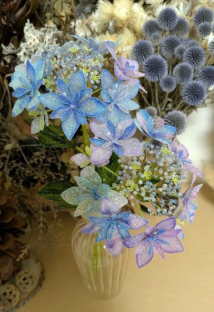 ガクアジサイ　　　　　アメリカンフラワー　（ディップフラワー）