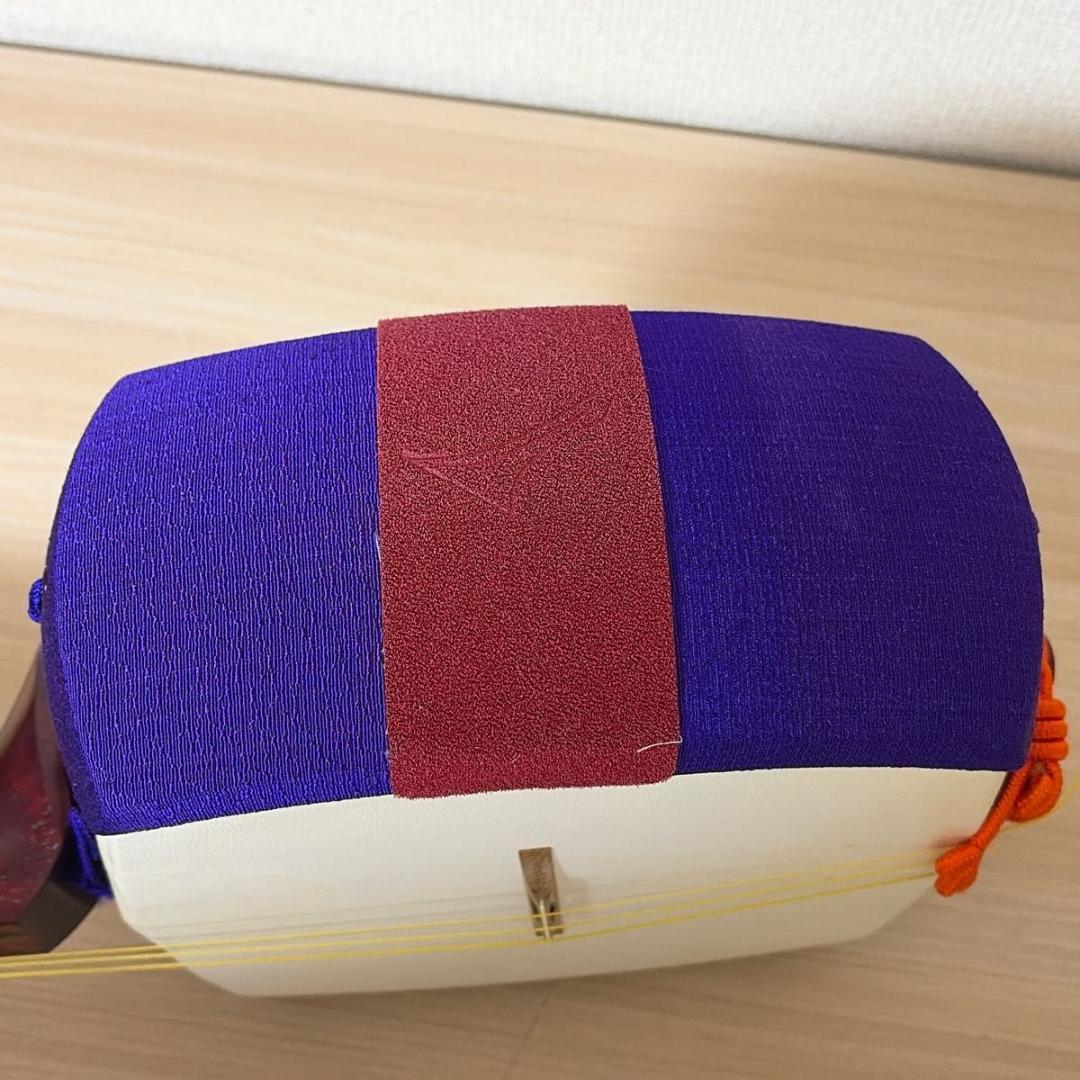 【美品】民謡三味線 中棹 棹幅約28mm 花梨 皮破れなし フルセット