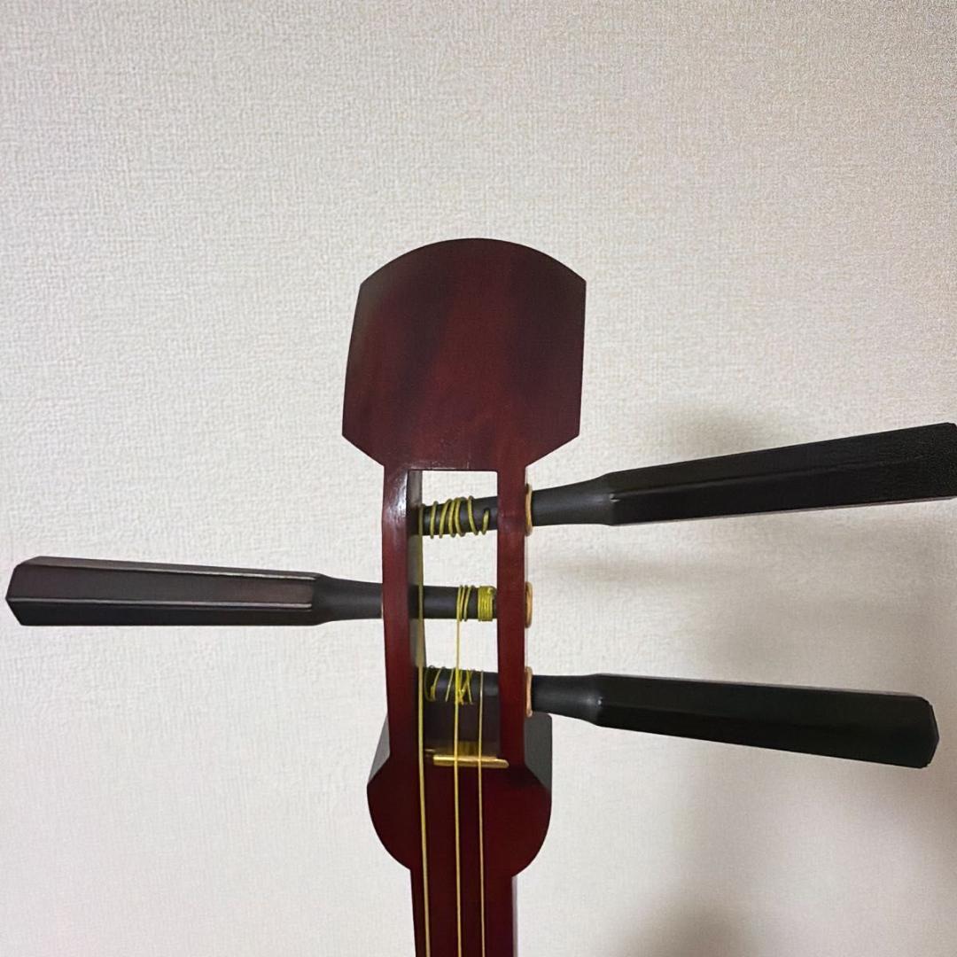 【美品】民謡三味線 中棹 棹幅約28mm 花梨 皮破れなし フルセット