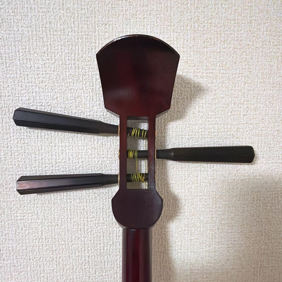 【美品】民謡三味線 中棹 棹幅約28mm 花梨 皮破れなし フルセット