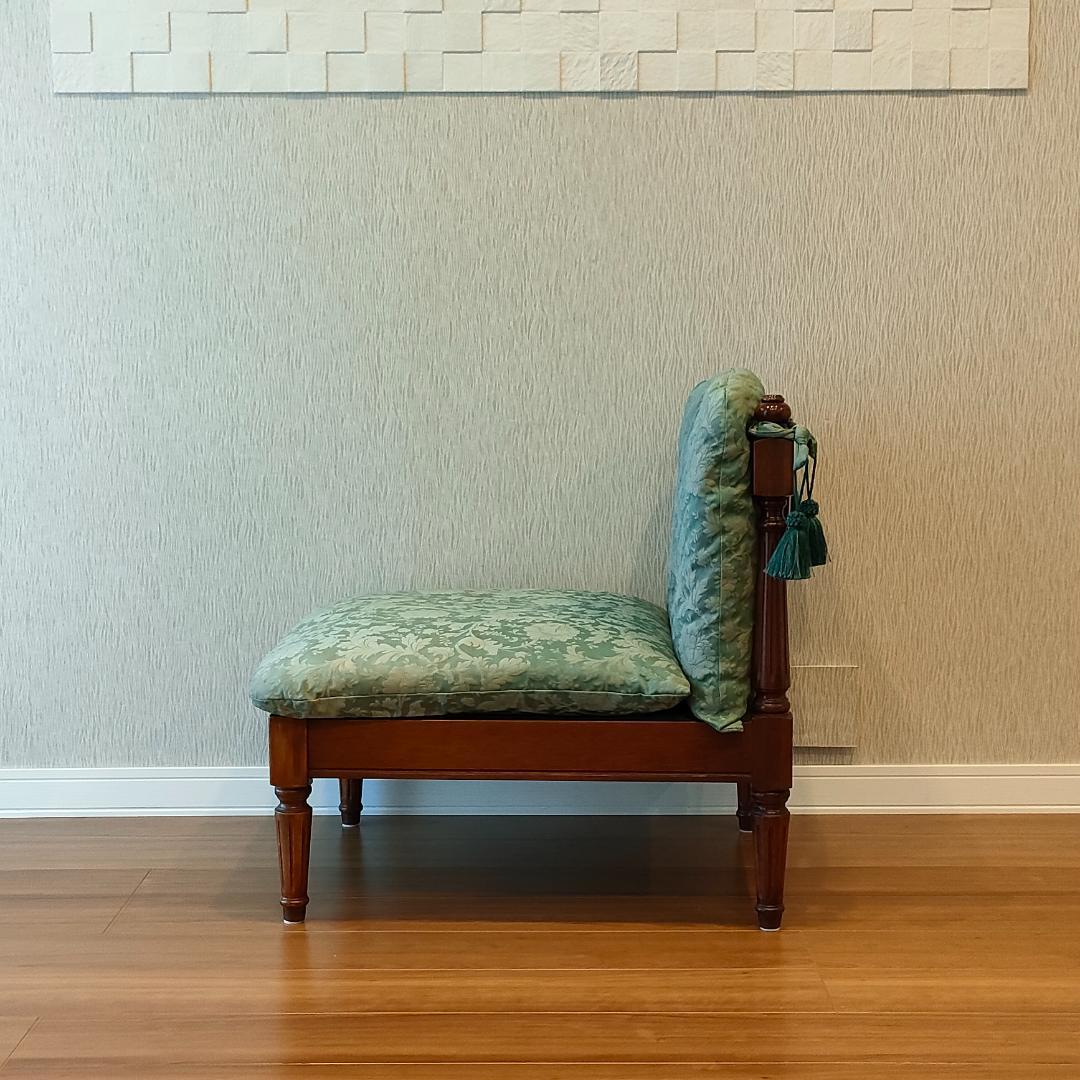 アンティーク　一人掛けソファ　ミントグリーン　ローチェア①