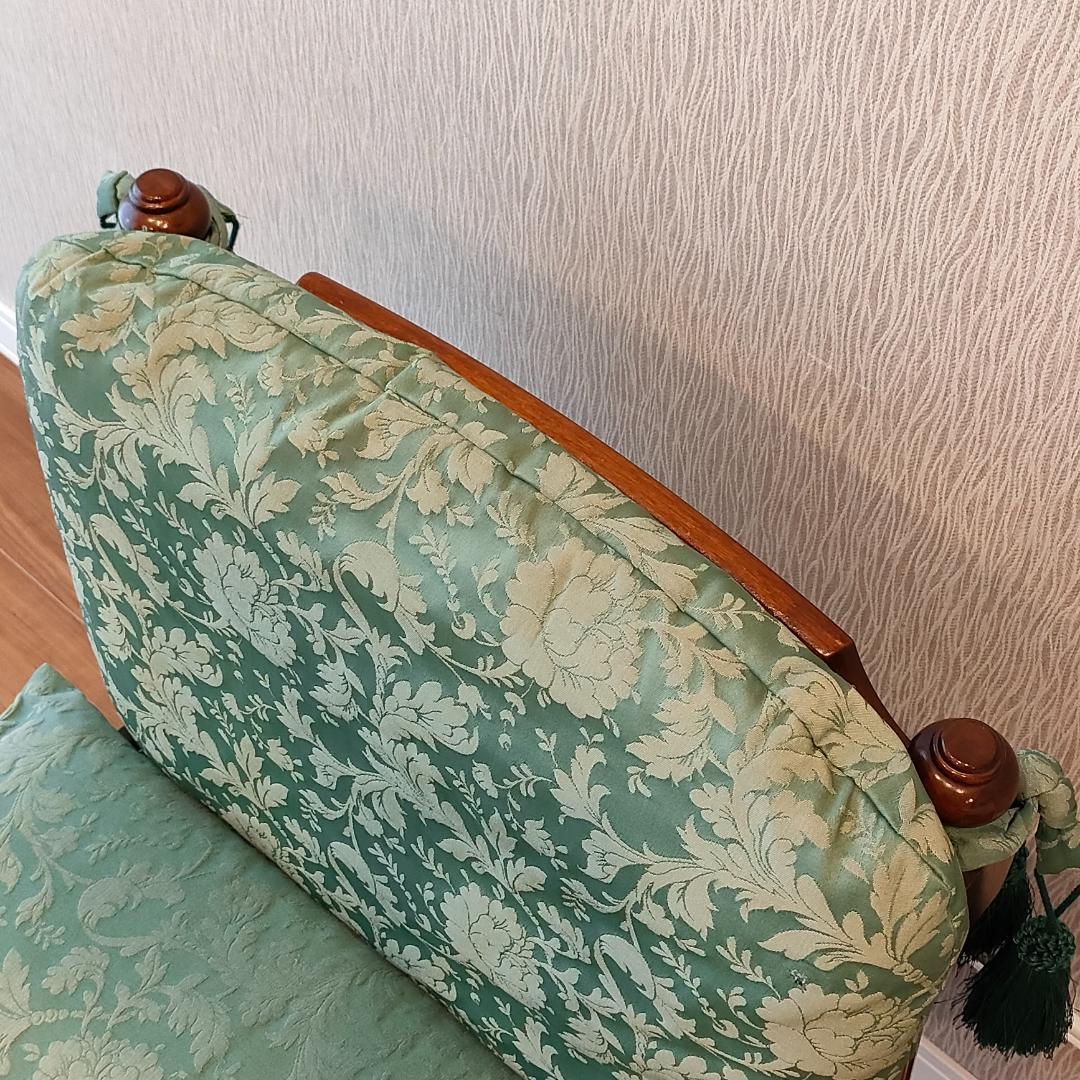 アンティーク　一人掛けソファ　ミントグリーン　ローチェア①