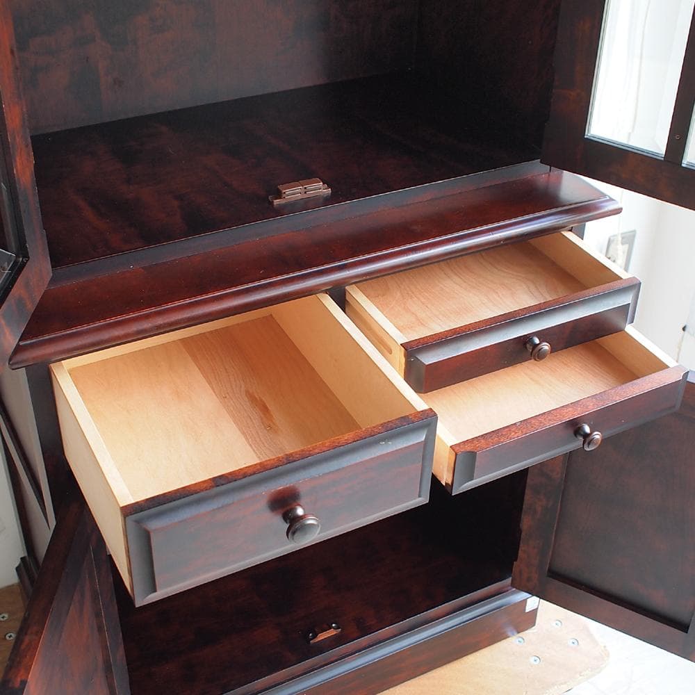 和光 神居民芸 樺材 ガラスキャビネット 食器棚 カップボード ZR24008