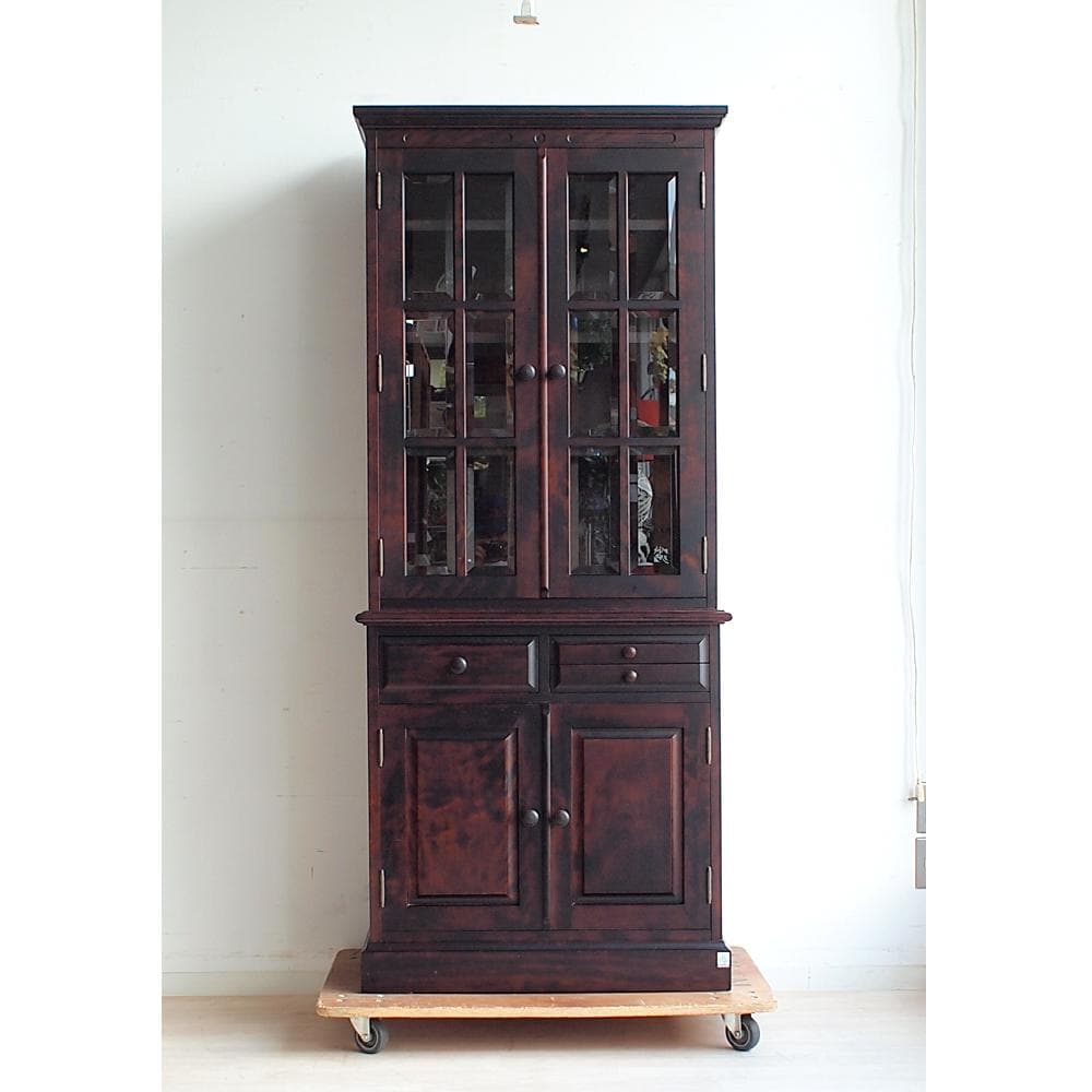 和光 神居民芸 樺材 ガラスキャビネット 食器棚 カップボード ZR24008