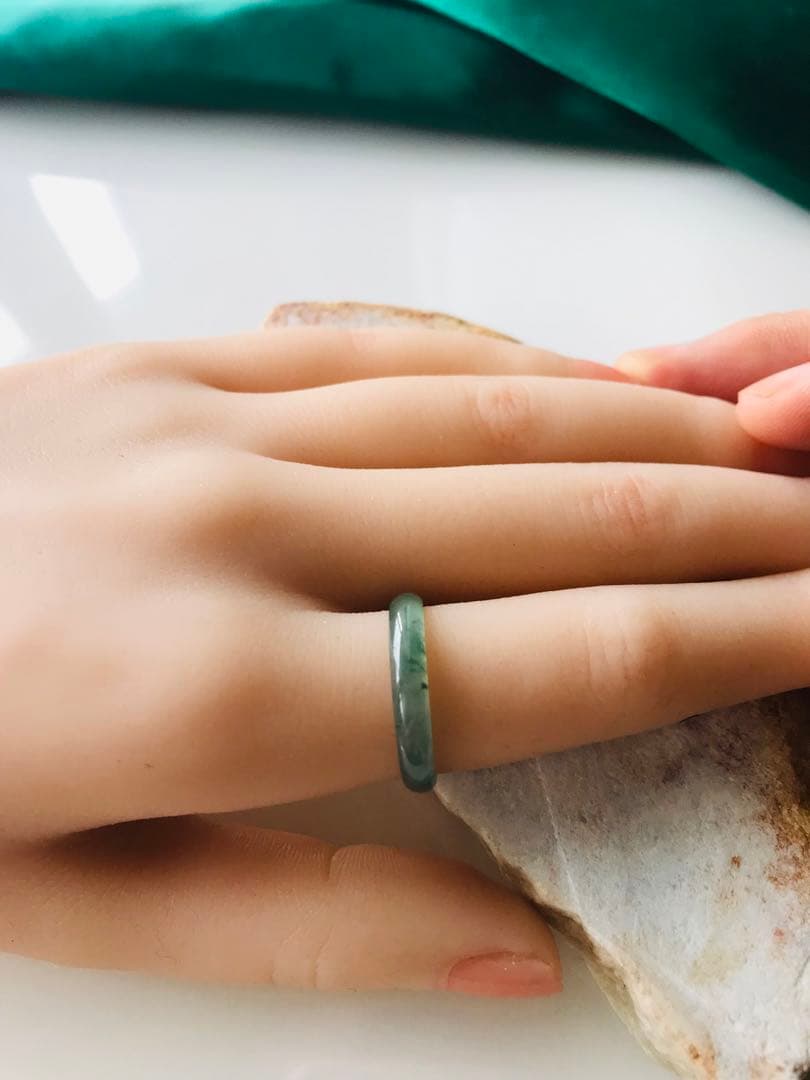 [R50-0011］天然石　翡翠　くりぬき　リング　グアテマラ産　16号