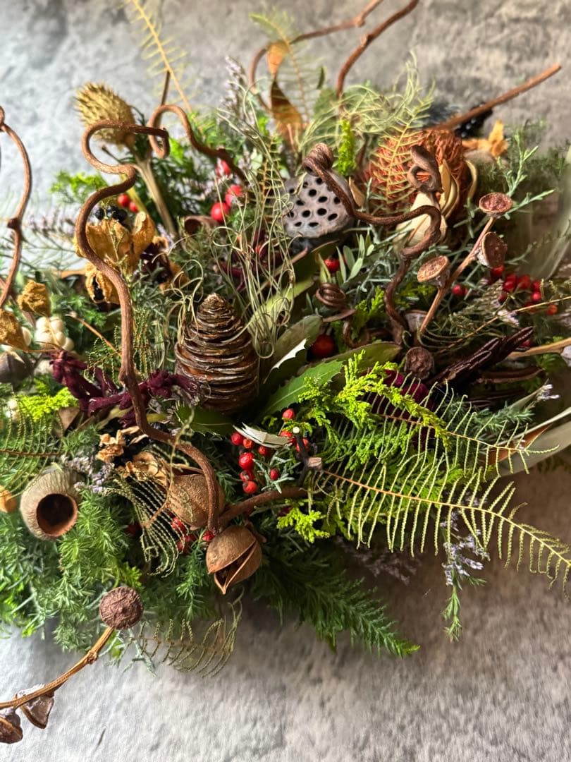 ドライフラワー クリスマス 正月飾り オブジェ リース 約45cm