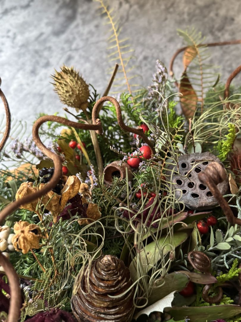 ドライフラワー クリスマス 正月飾り オブジェ リース 約45cm