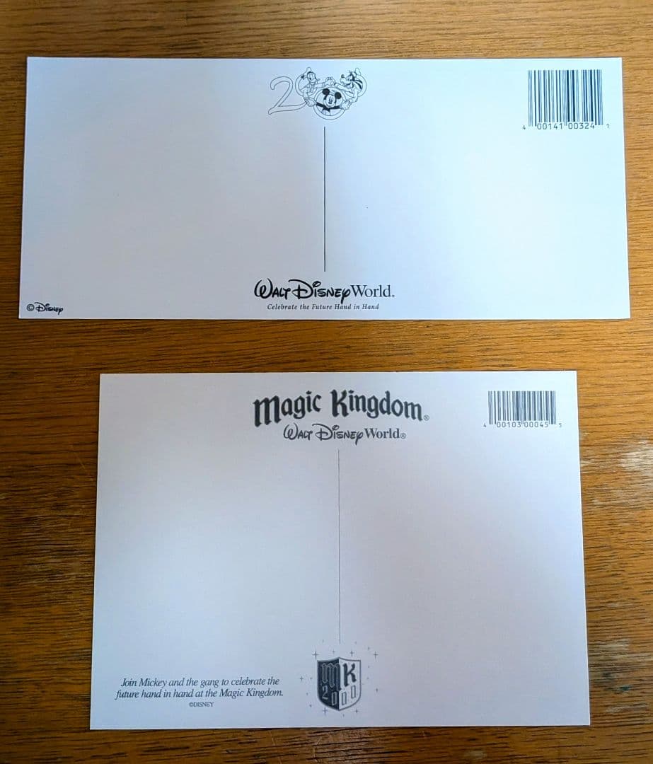 ディズニーワールド　2000年ミレニアム版ポストカード2枚とパスポート5枚セット