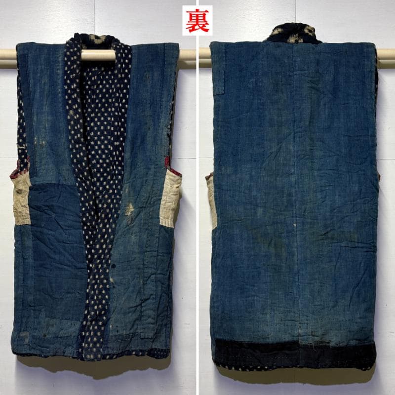 古布 木綿 藍染 刺子 継ぎ接ぎ 襤褸 ① 綿入 チョッキ 雪ん子 boro