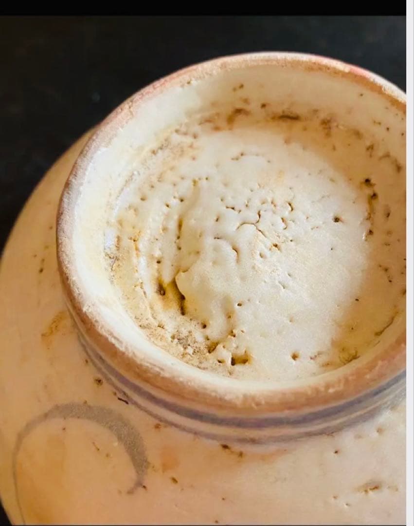 アンティーク・汕頭（スワトウ）染付草花文・小碗・唐木鑑賞スタンド付・２点セット