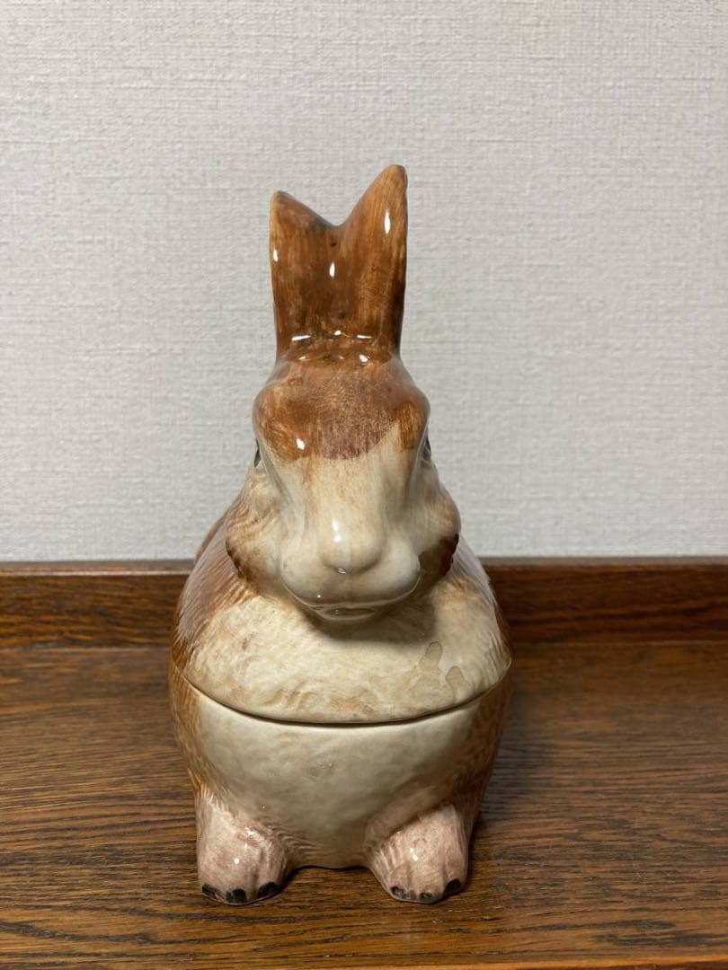 春の感謝セール♪フランス陶器☆うさぎ型テリーヌポット コーガン作 マジョリカ焼き