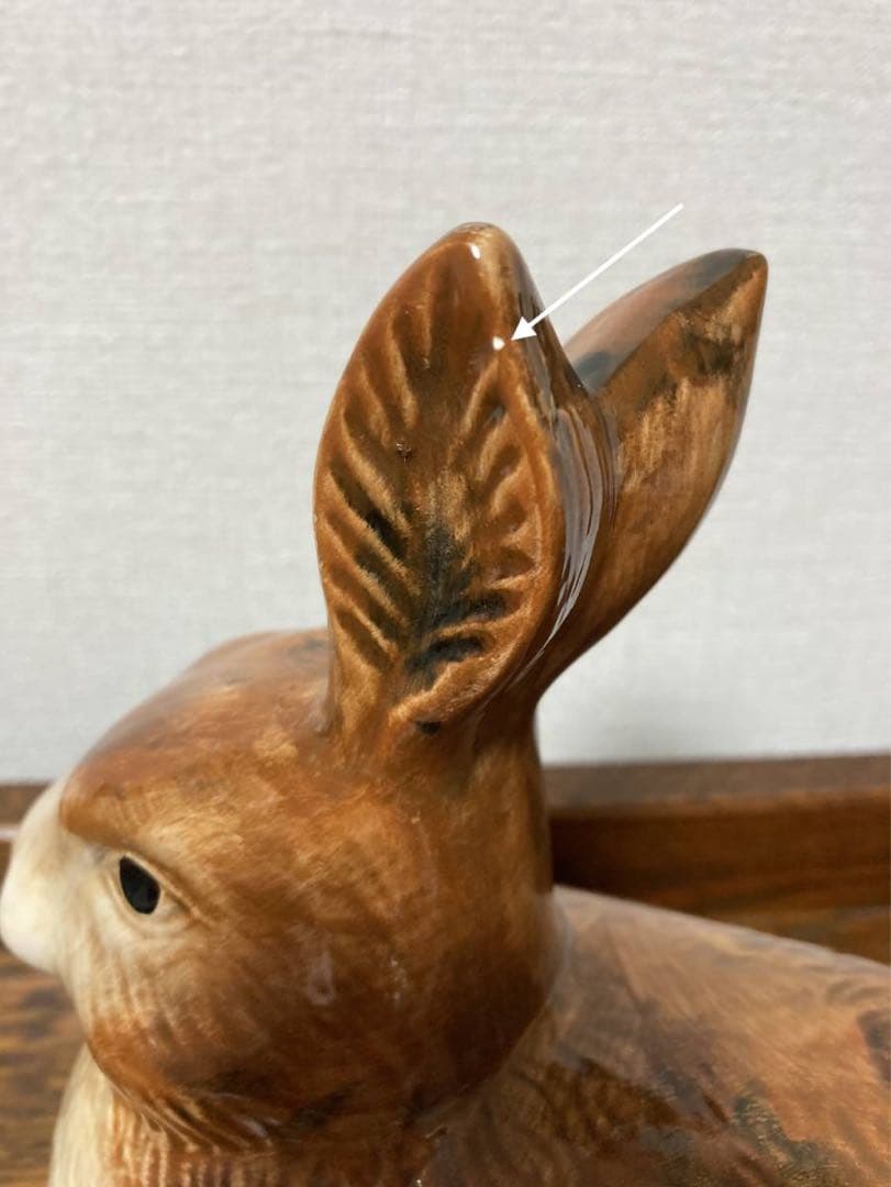 春の感謝セール♪フランス陶器☆うさぎ型テリーヌポット コーガン作 マジョリカ焼き