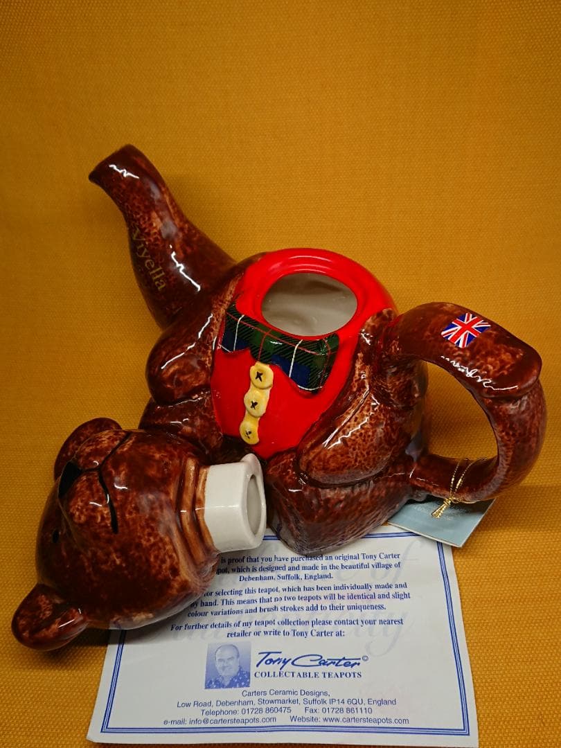 【美品】急須　熊型　イギリス　陶器　置物　インテリア　工芸品　美術品　A1091