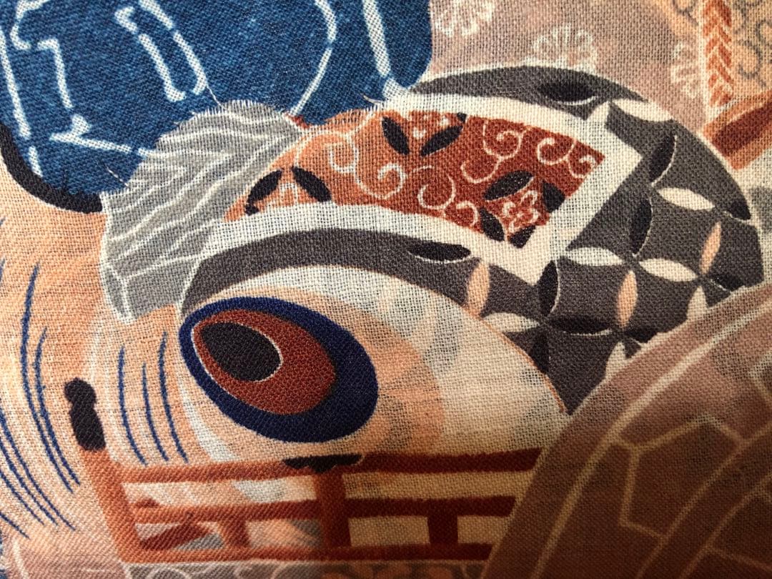 一閑張り　一閑張りバック　　　藍染 型染　古布　犬張子