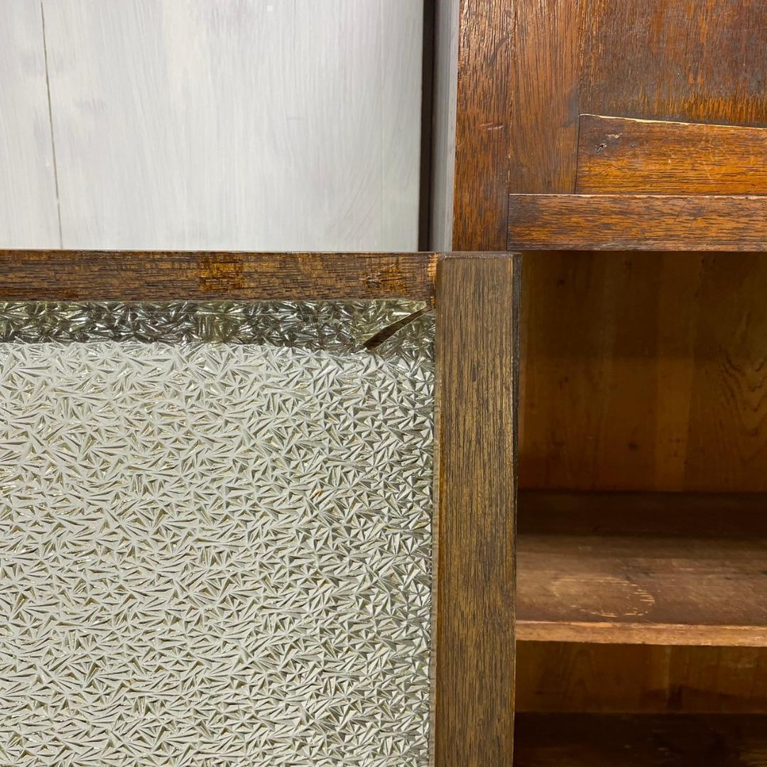 ヴィンテージ ダイヤガラス 食器棚 水屋箪笥 飾り棚 収納 和家具 昭和レトロ