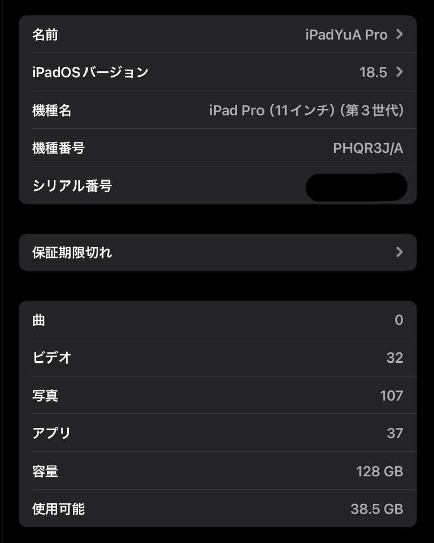 【美品】11インチiPad Pro（第3世代） Wi-Fi 128GB